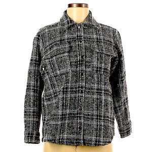 Lea & Viola 100% Polyester Plaid Black Gray Jacket Size XS.